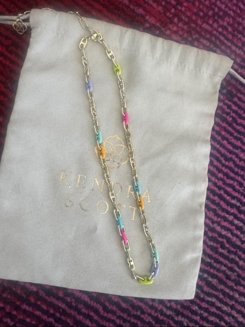 Kendra Scott Gold Chain Necklace with Multicolor Enamel Links